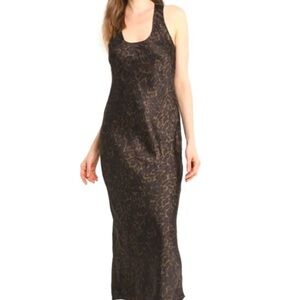 Banana Republic Green Leopard Print Bias Soft Satin Dress